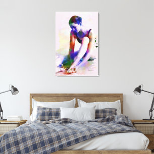 Roze Ballerina Waterverf Hedendaagse Kunst Canvas Afdruk