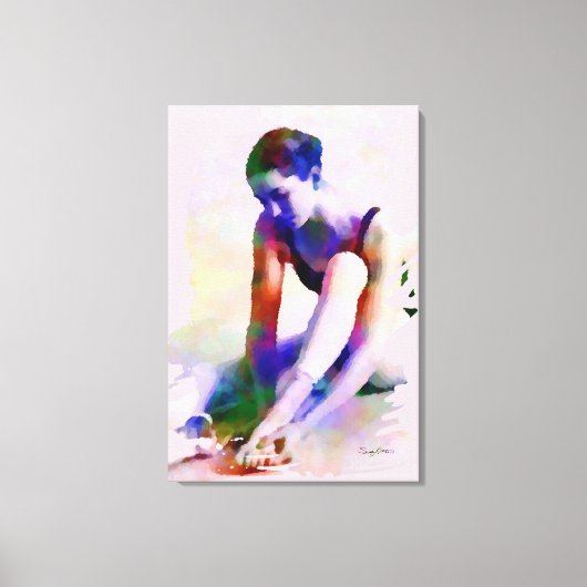 Roze Ballerina Waterverf Hedendaagse Kunst Canvas Afdruk (Voorkant)