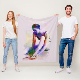 Roze Ballerina Waterverf Hedendaagse Kunst Fleece Deken