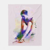 Roze Ballerina Waterverf Hedendaagse Kunst Fleece Deken (Voorkant)