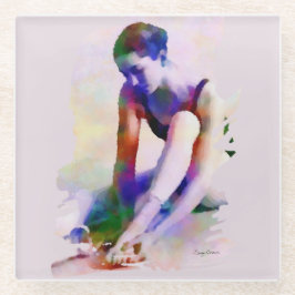 Roze Ballerina Waterverf Hedendaagse Kunst Glazen Onderzetter