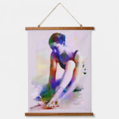 Roze Ballerina Waterverf Hedendaagse Kunst Hangend Wandkleed (Voorkant)