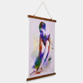 Roze Ballerina Waterverf Hedendaagse Kunst Hangend Wandkleed (Gebogen)