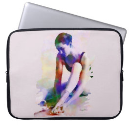 Roze Ballerina Waterverf Hedendaagse Kunst Laptop Sleeve