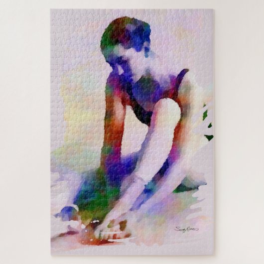 Roze Ballerina Waterverf Hedendaagse Kunst Legpuzzel (Verticaal)