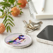 Roze Ballerina Waterverf Hedendaagse Kunst Sleutelhanger (Zijkant)