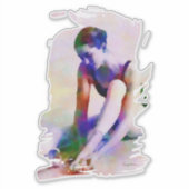 Roze Ballerina Waterverf Hedendaagse Kunst Sticker (Voorkant)