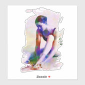 Roze Ballerina Waterverf Hedendaagse Kunst Sticker (Vel)