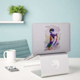 Roze Ballerina Waterverf Hedendaagse Kunst Sticker