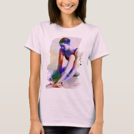 Roze Ballerina Waterverf Hedendaagse Kunst T-shirt