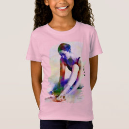 Roze Ballerina Waterverf Hedendaagse Kunst T-shirt
