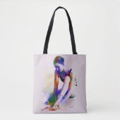 Roze Ballerina Waterverf Hedendaagse Kunst Tote Bag (Voorkant)