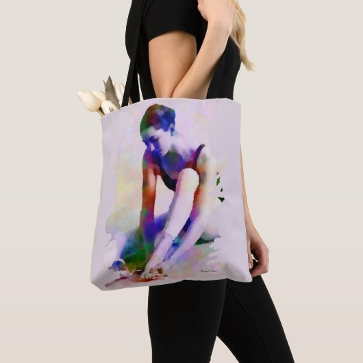 Roze Ballerina Waterverf Hedendaagse Kunst Tote Bag (Dichtbij)