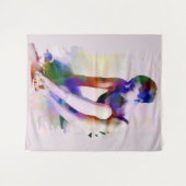 Roze Ballerina Waterverf Hedendaagse Kunst Wandkleed (Voorkant (horizontaal))