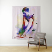 Roze Ballerina Waterverf Hedendaagse Kunst Wandkleed (In situ)