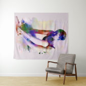 Roze Ballerina Waterverf Hedendaagse Kunst Wandkleed (In Situ (horizontaal))