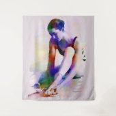 Roze Ballerina Waterverf Hedendaagse Kunst Wandkleed (Voorkant)