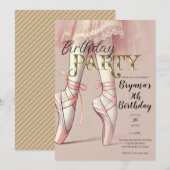 Roze Ballerina wijst op verjaardagsfeestje met ten Kaart (Voorkant / Achterkant)