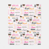 Roze Ballerinas met naam en monogram collage Fleece Deken (Voorkant)