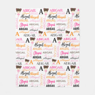 Roze Ballerinas met naam en monogram collage Fleece Deken