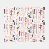 Roze Ballerinas met naam en monogram collage Fleece Deken (Voorkant (Horizontaal))