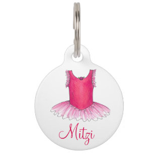 Roze ballet Ballerina Tutu Dance Dog Pet Tag Huisdierpenning