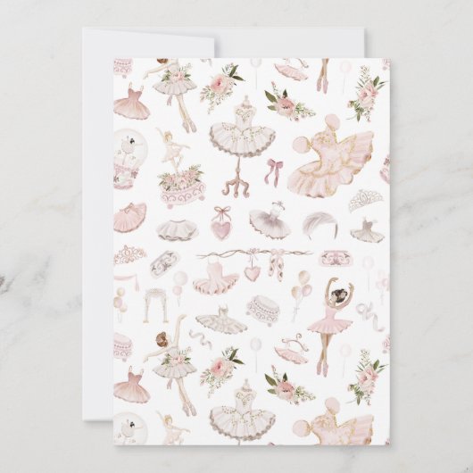 Roze Ballet Ballerina Verjaardagsfeest Uitnodiging (Achterkant)