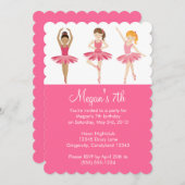 Roze ballet Birthday Uitnodiging (Voorkant / Achterkant)