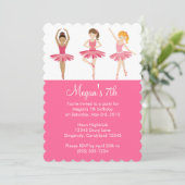Roze ballet Birthday Uitnodiging (Staand voorkant)
