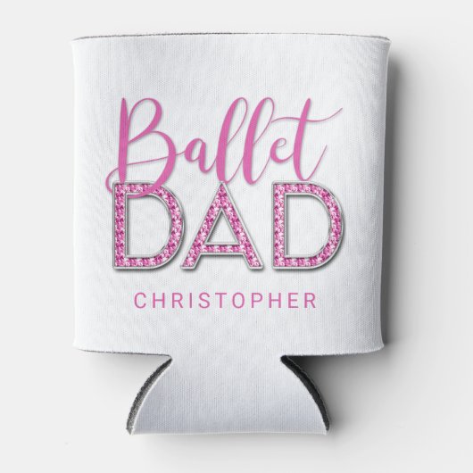 Roze Ballet Dans Papa Sparkle Diamond Chrome Blikjeskoeler (Voorkant)