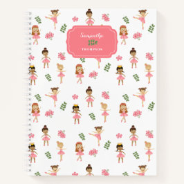 Roze Ballet Danseressen Dansend Patroon Meisje Notitieboek