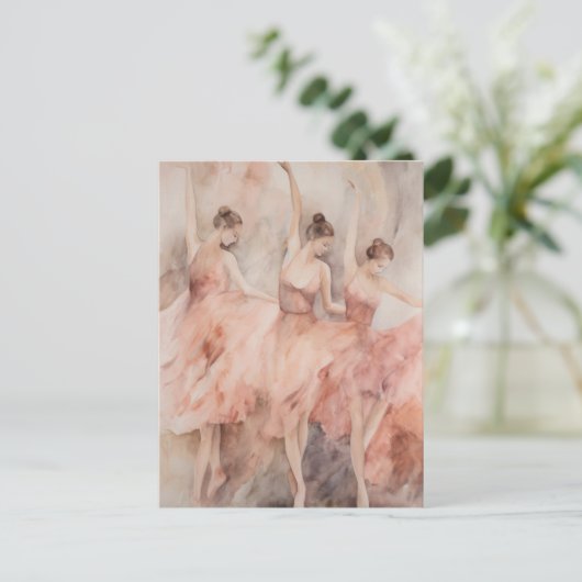Roze Ballet Dansers Briefkaart (Staand voorkant)