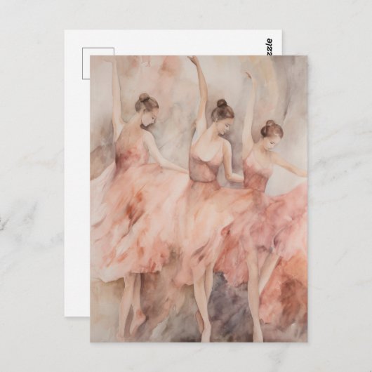 Roze Ballet Dansers Briefkaart (Voorkant / Achterkant)