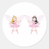 Roze Ballet Fee Meisjes Ronde Sticker (Voorkant)