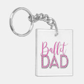 Roze Ballet Papa Sparkle Diamond Foto Sleutelhanger (Voorkant Links)