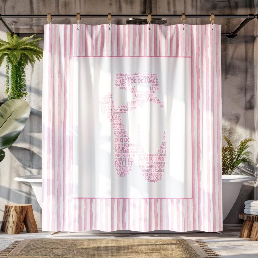 Roze ballet pointe schoen typografie douchegordijn