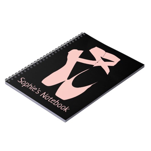Roze ballet pointe schoenen notitieboek (Linkerzijde)