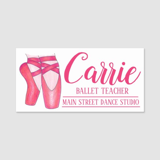 Roze ballet Pointe Toe Shoe Ballerina Dance Studio Naamplaatje (Voorkant)
