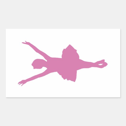 Roze ballet rechthoekige sticker (Voorkant)