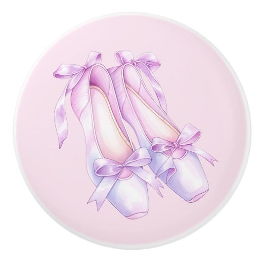 Roze Ballet Schoenen Keramische Knop (Voorkant)