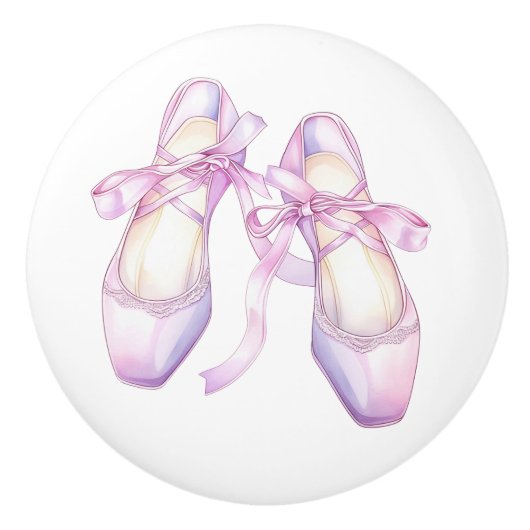 Roze Ballet Schoenen Keramische Knop (Voorkant)