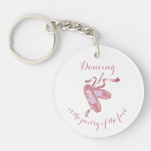 Roze Ballet Schoenen Sleutelhanger met Quote (Voorkant)