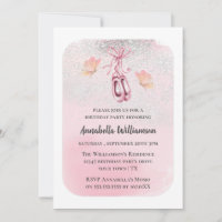Roze ballet schoenen & vlinder verjaardagsfeestje