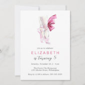 Roze ballet schoenen waterverf verjaardagsfeestje kaart (Voorkant)