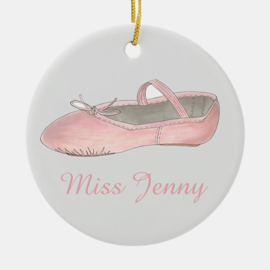 Roze ballet Slipper Ballerina Dance Teacher Gift Keramisch Ornament (Voorkant)