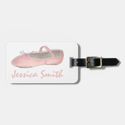 Roze ballet Slipper Dance Ballerina Shoe Ballerina Bagagelabel (Voorkant horizontaal)