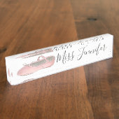 Roze ballet Slipper Dance Docent Instructor Naambordje (Zijkant)