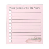 Roze ballet Slipper Dance-leraar om lijst te doen Notitieblok (Voorkant)