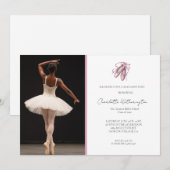 Roze ballet slipper foto afstuderen kaart (Voorkant / Achterkant)