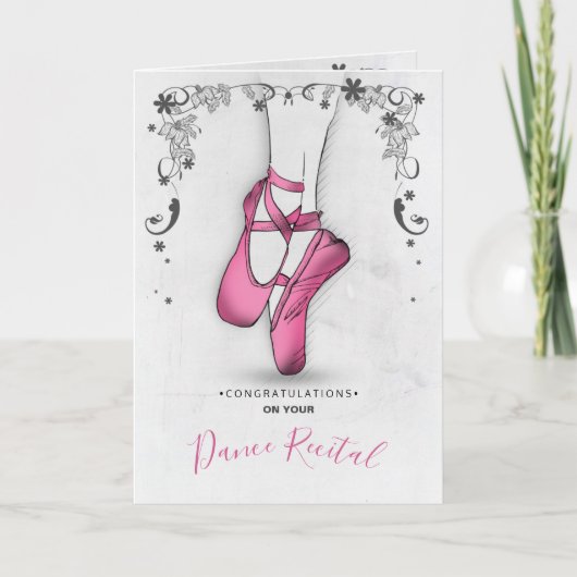 Roze ballet slipper kaart (Voorkant)